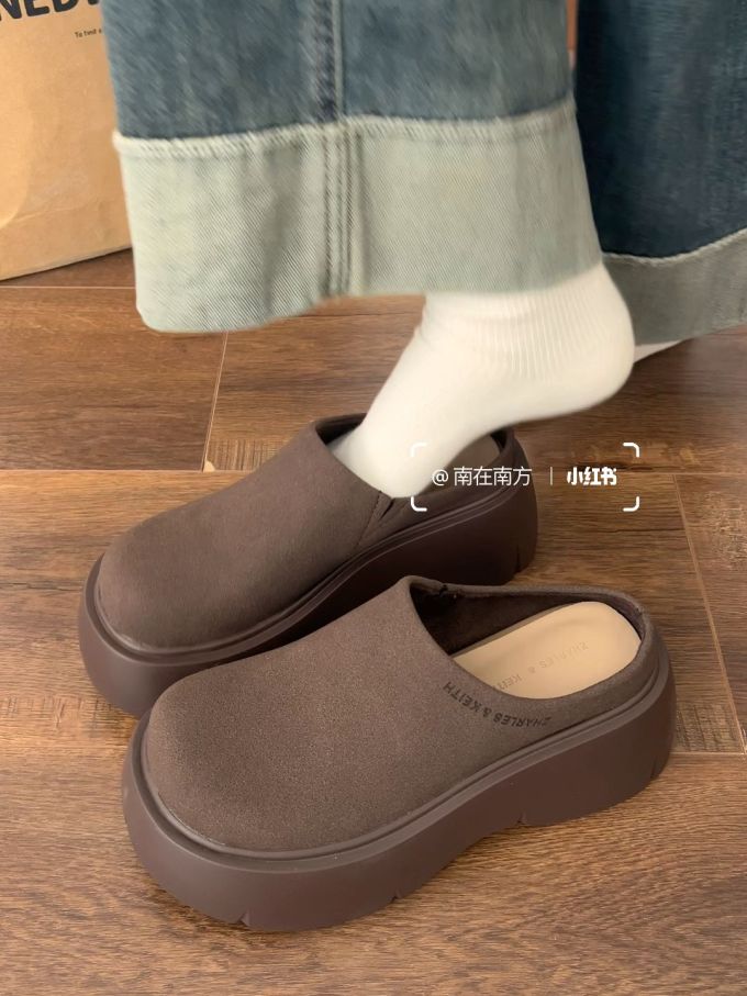厚底 圆头 低帮 皮革 