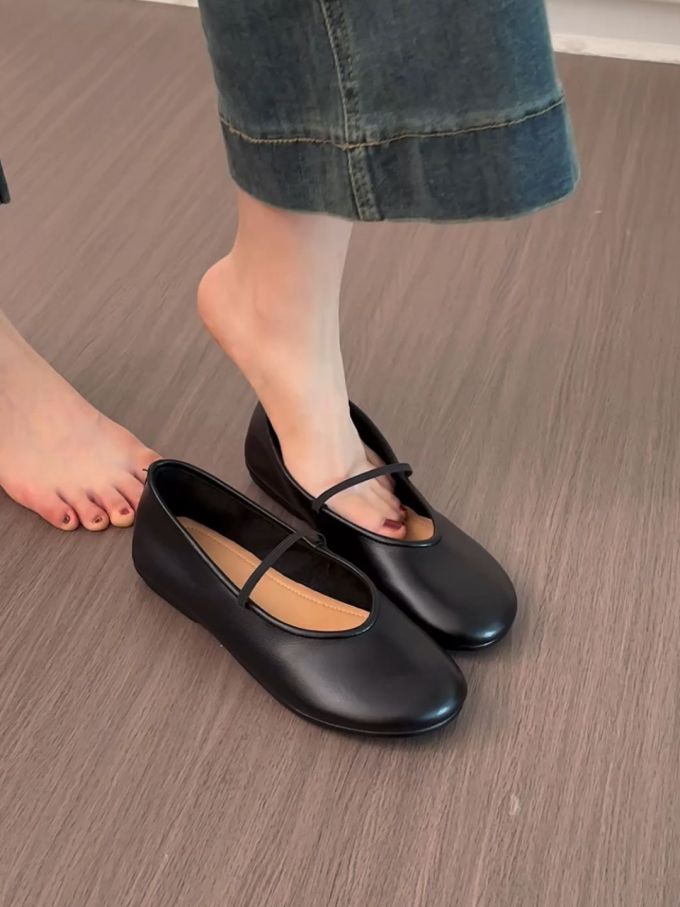 圆头 中口鞋 皮革 