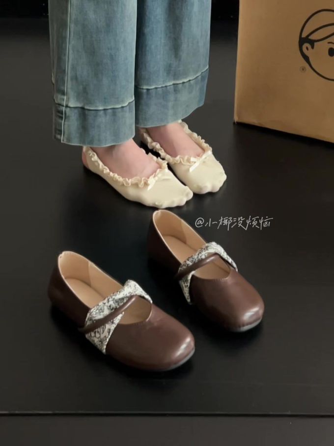 方头 中口鞋 皮革 