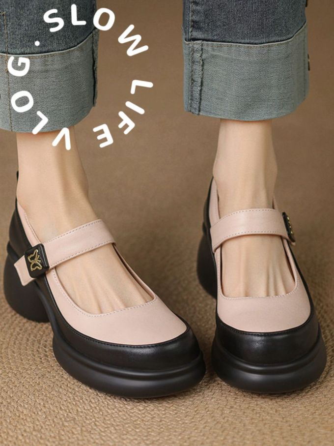 圆头 袢扣 中口鞋 皮革