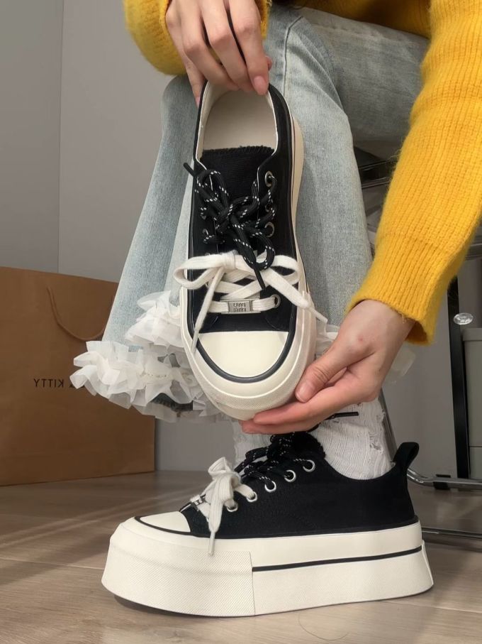 低帮 系带 布面 