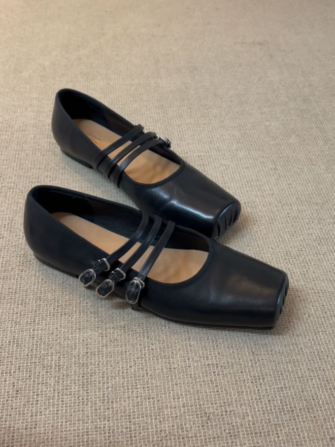 方头 袢扣 中口鞋 皮革 
