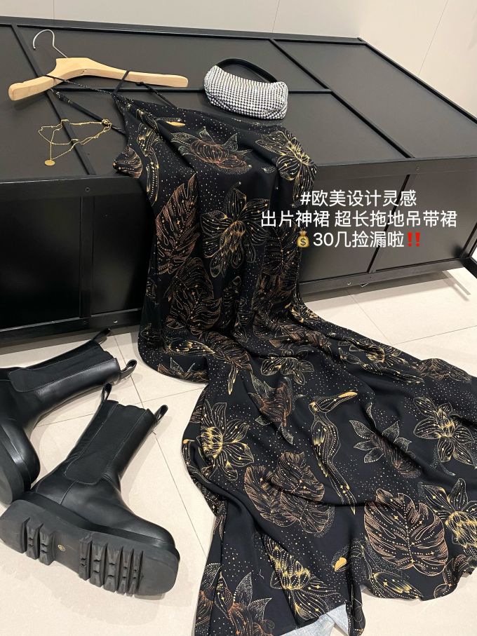 雪纺 X型 小飞袖 满印&循环 印花 踢踏舞鞋色