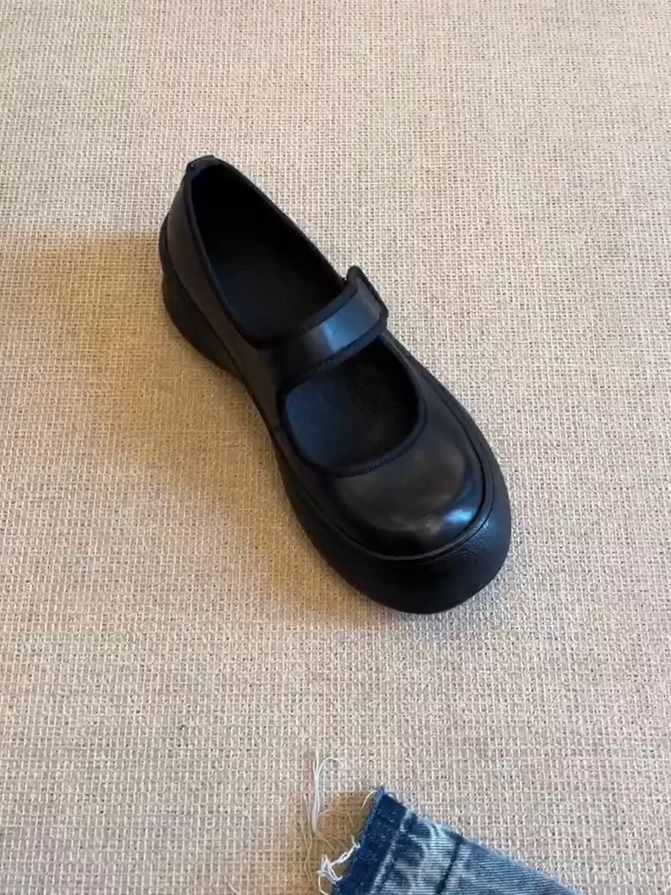圆头 中口鞋 皮革 