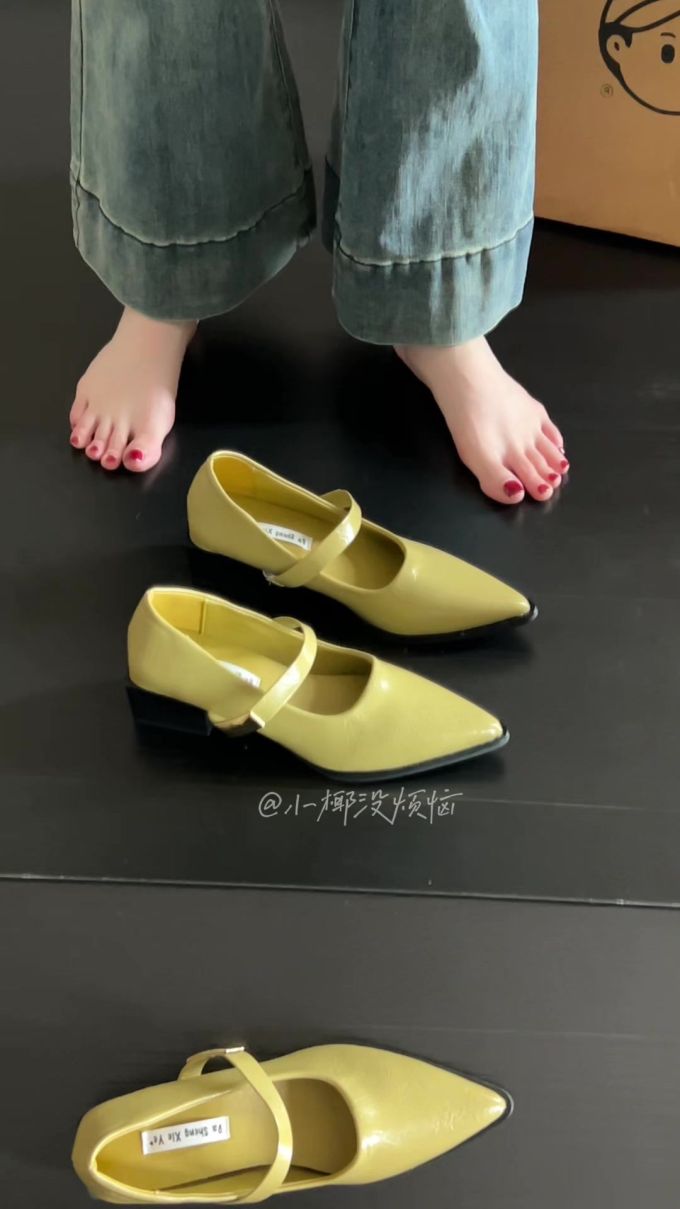 方头 中口鞋 皮革 
