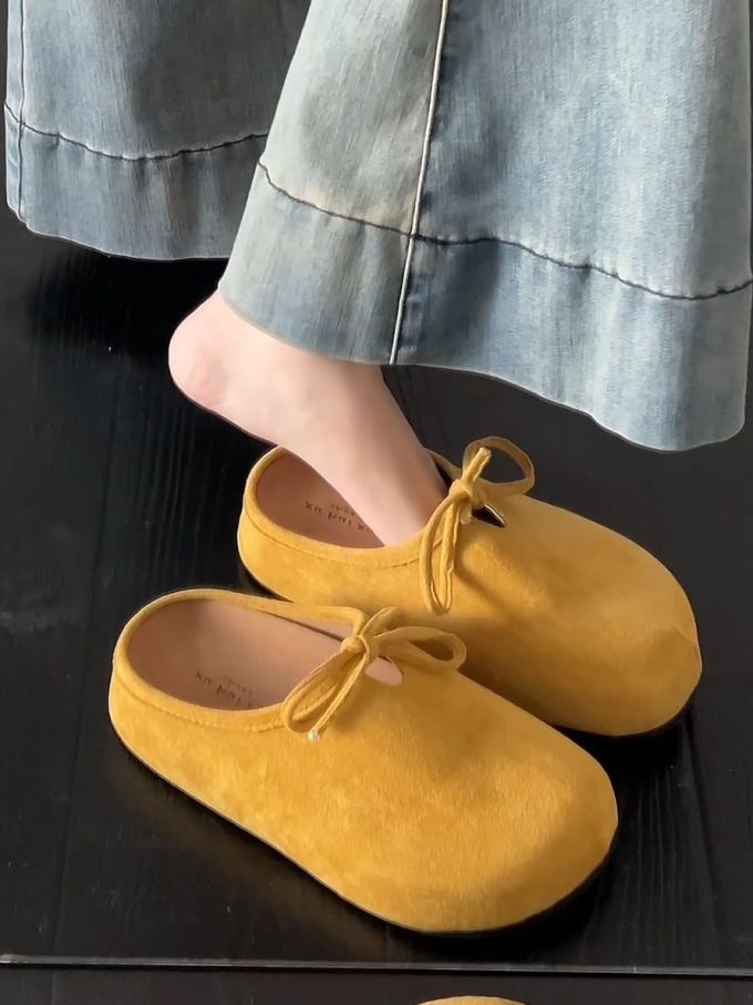 圆头 低帮 系带 深口鞋 皮革