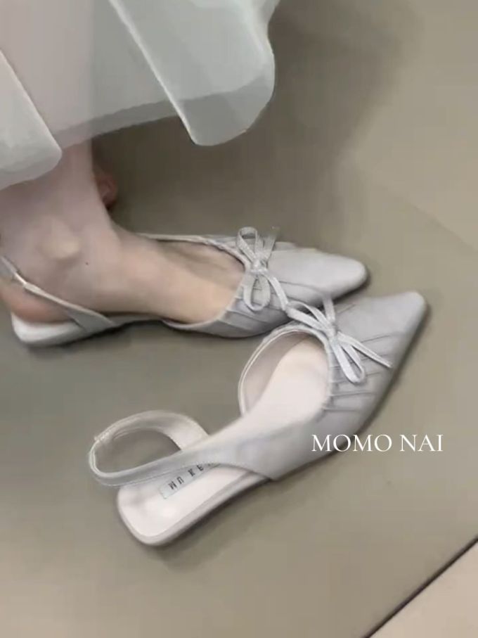 尖头 无帮 浅口鞋 皮革