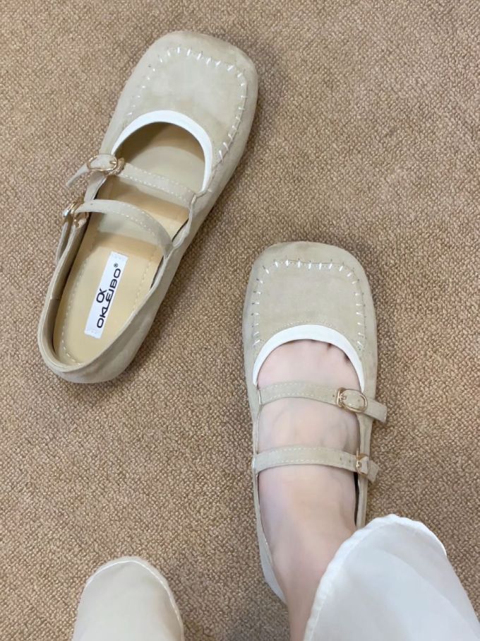 方头 袢扣 中口鞋 皮革