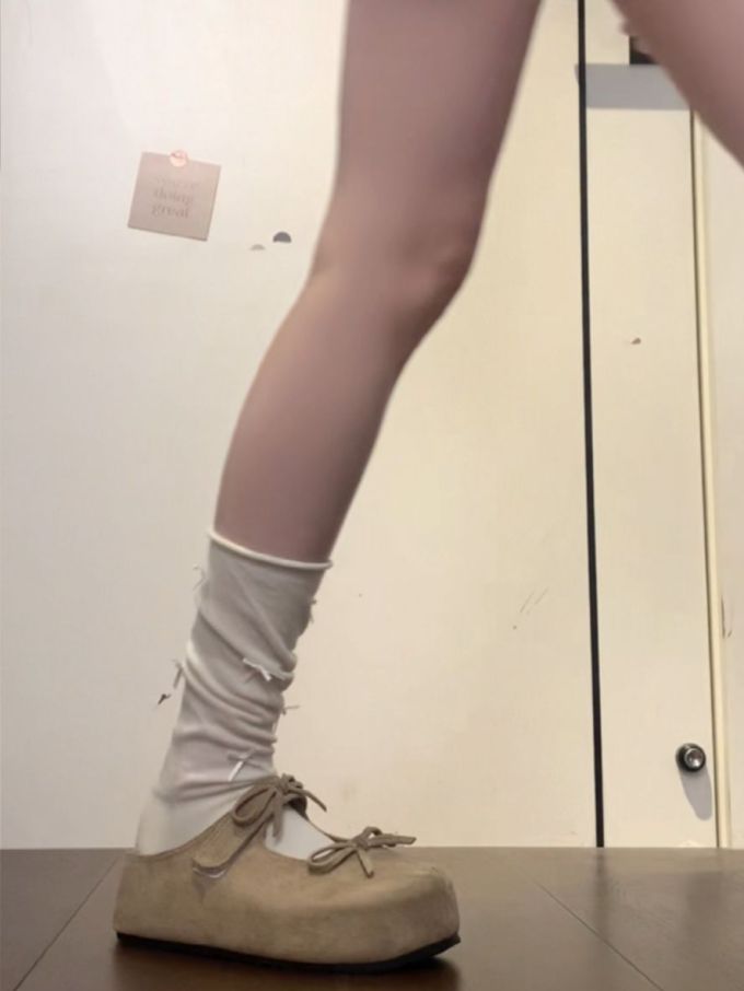 平底 系带 皮革