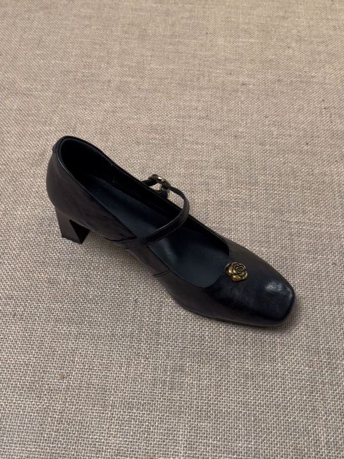 方头 中口鞋 皮革