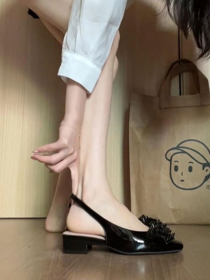 低跟 粗跟 无帮 皮革