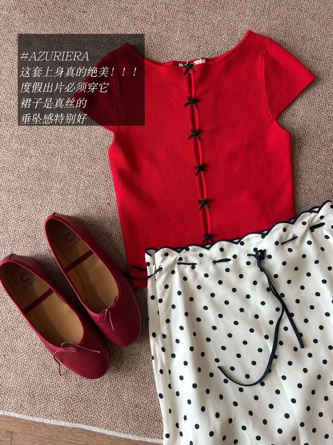 毛纺 圆形领 短袖 基础袖 细针 巴贝多樱桃色 斗牛士 