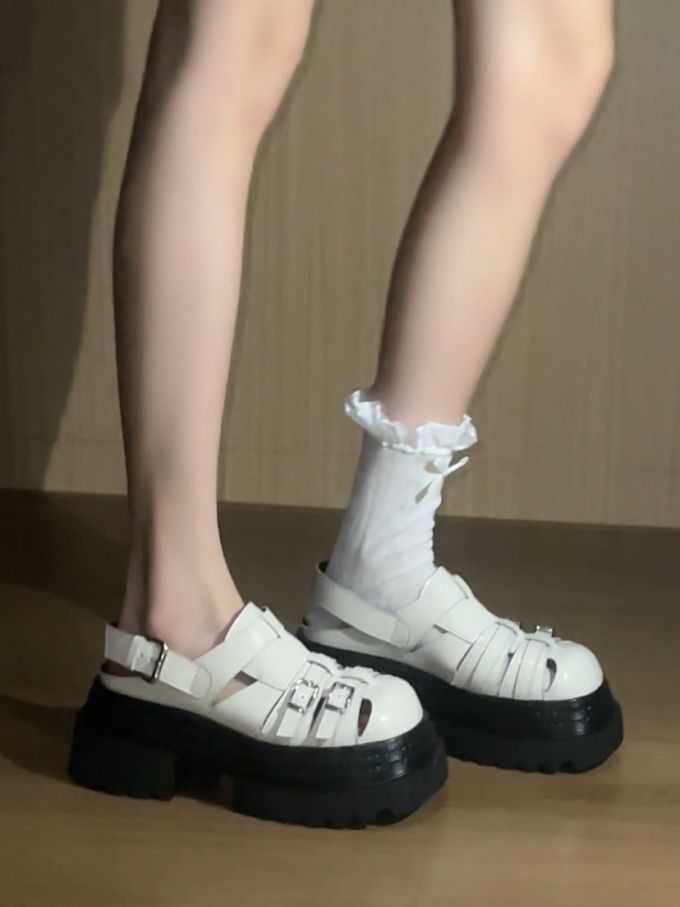 厚底 圆头 中口鞋 皮革