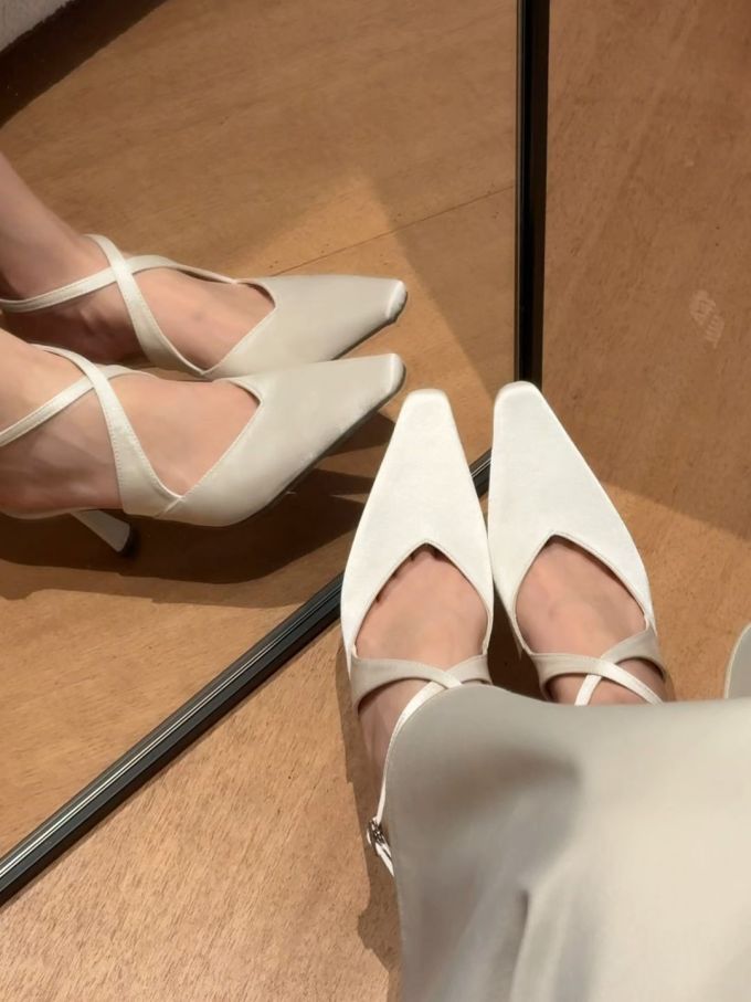 粗跟 无帮 皮革 