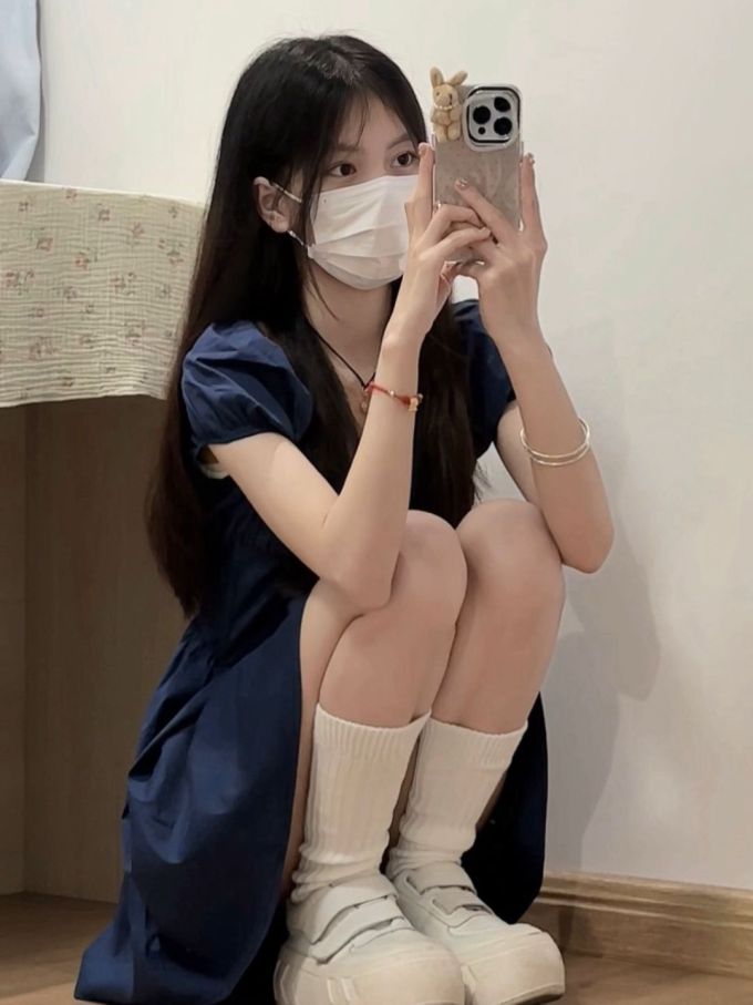 棉麻 圆形领 夜蓝色