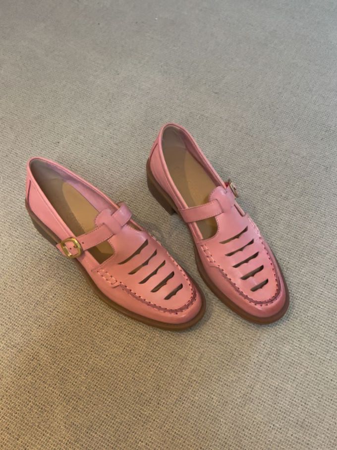 圆头 袢扣 中口鞋 皮革 