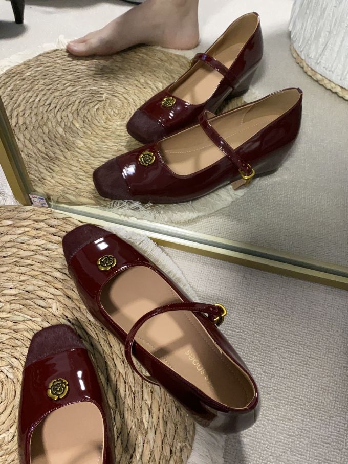 方头 袢扣 中口鞋 皮革 