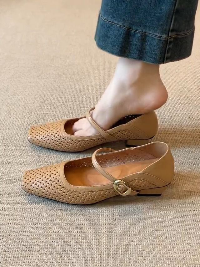 袢扣 浅口鞋 皮革