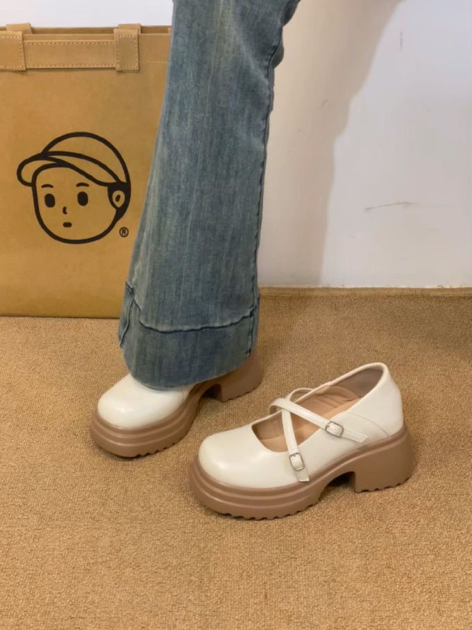 厚底 圆头 中口鞋 皮革