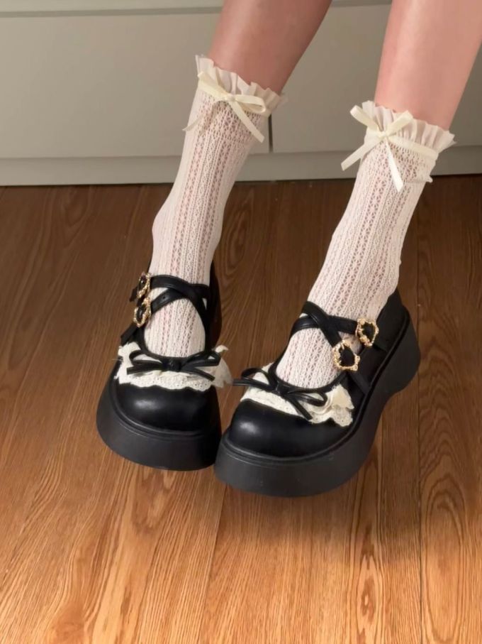 厚底 圆头 中口鞋 皮革 