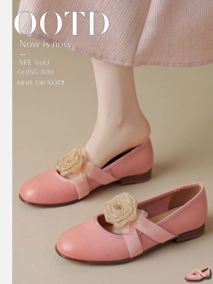 平底 圆头 中口鞋 皮革 