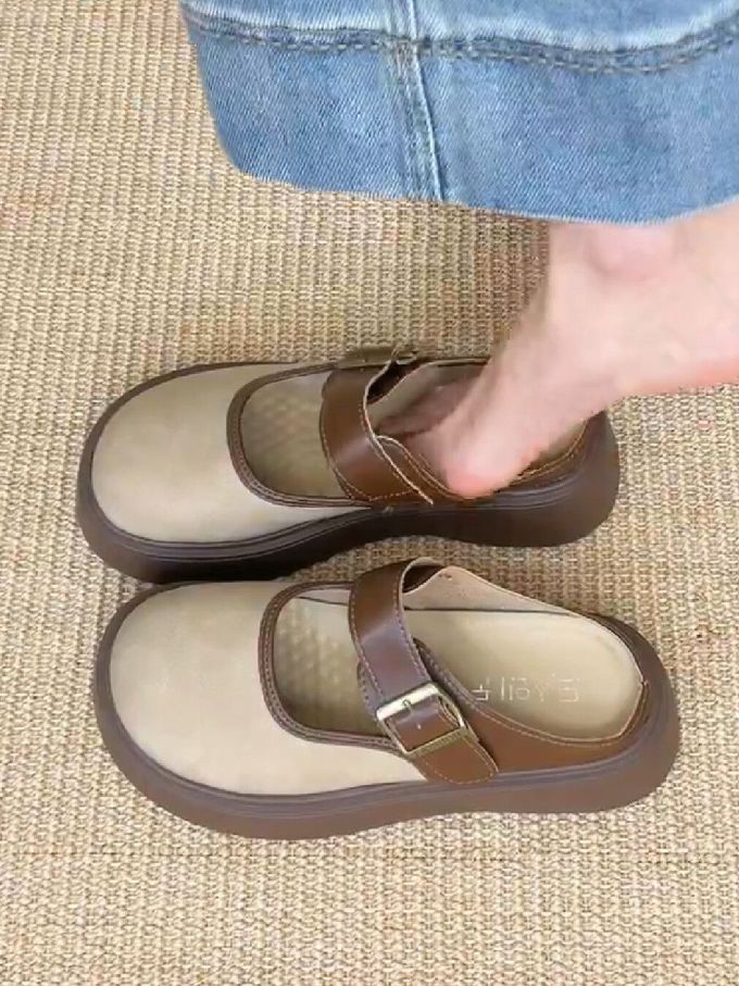 圆头 袢扣 中口鞋 皮革