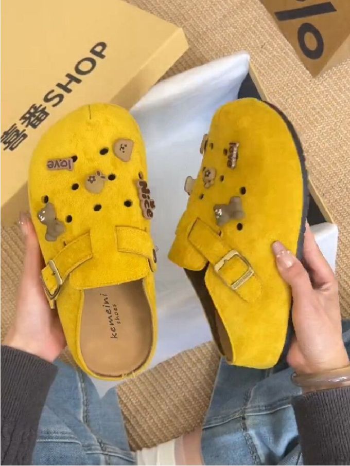 平底 无帮 袢扣 绒毛/绒面