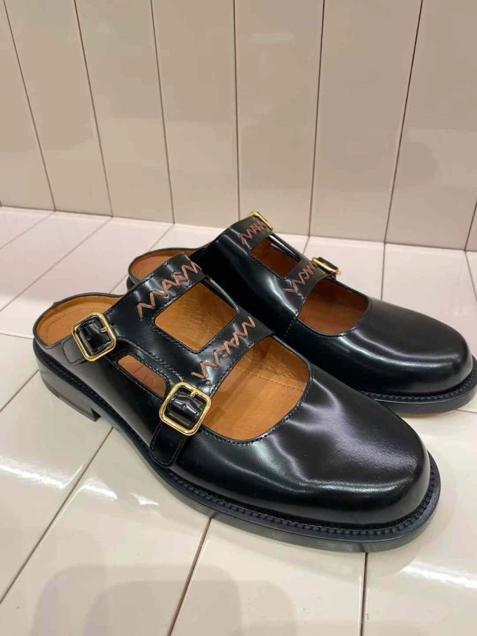 圆头 无帮 袢扣 中口鞋 皮革 