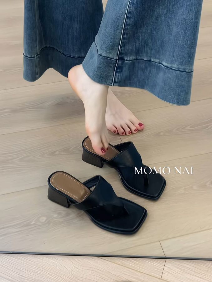 低跟 粗跟 无帮 皮革
