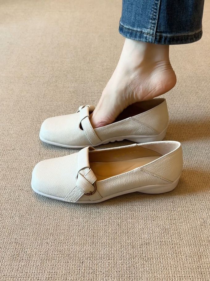 方头 中口鞋 皮革