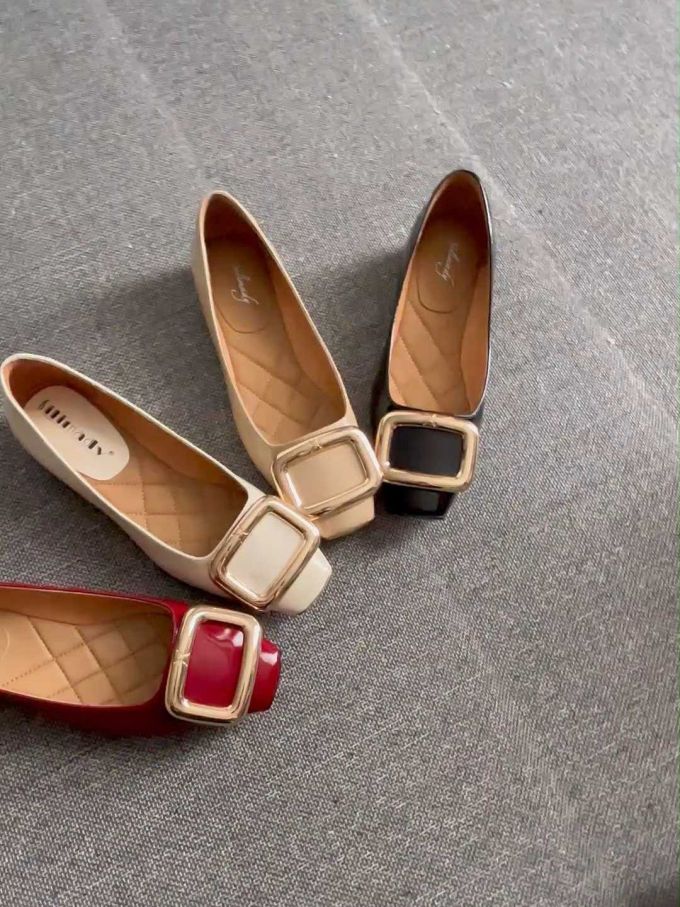 方头 一脚蹬 浅口鞋 皮革 