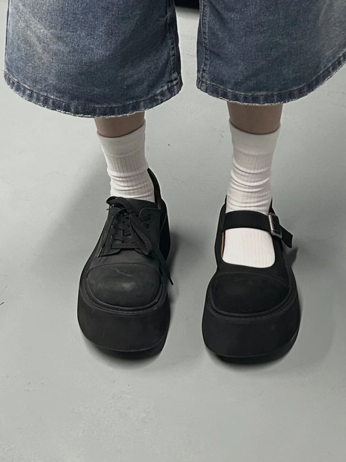 圆头 系带 皮革 