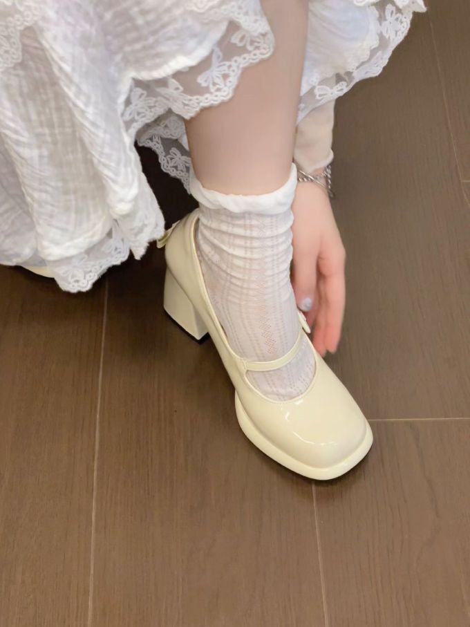 方头 中口鞋 皮革 