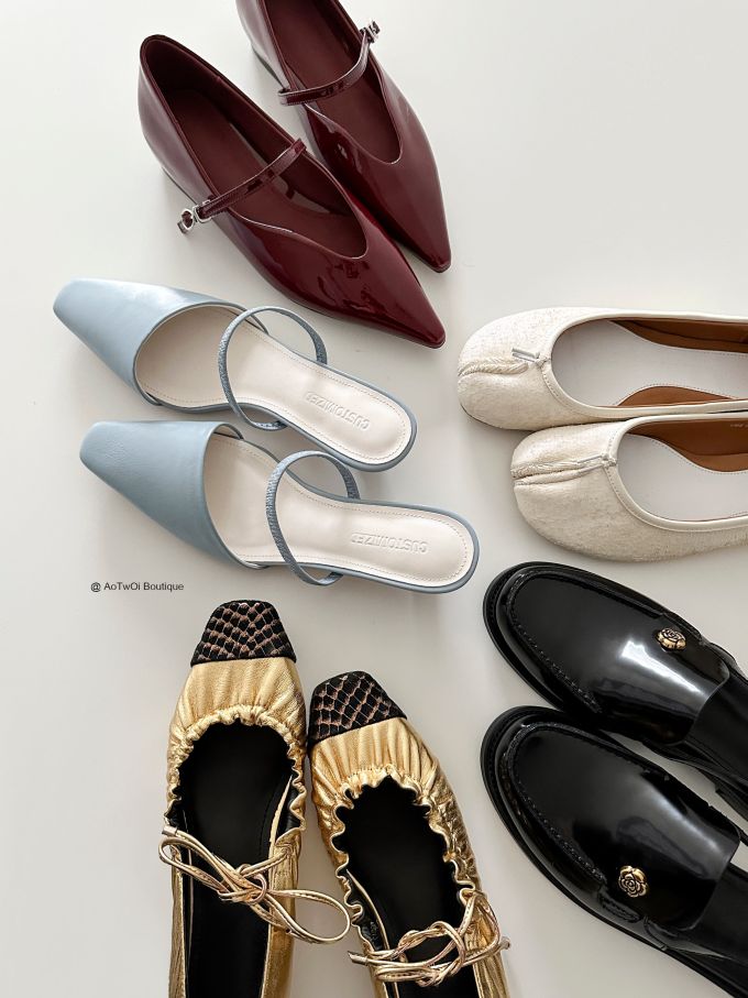 尖头 袢扣 浅口鞋 皮革 