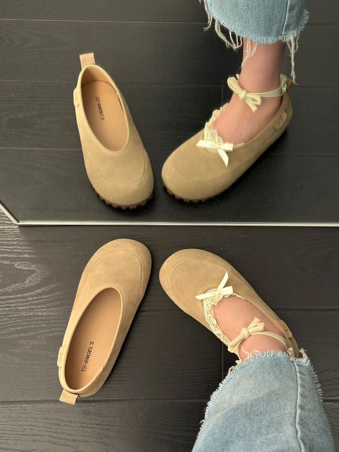 圆头 中口鞋 皮革 