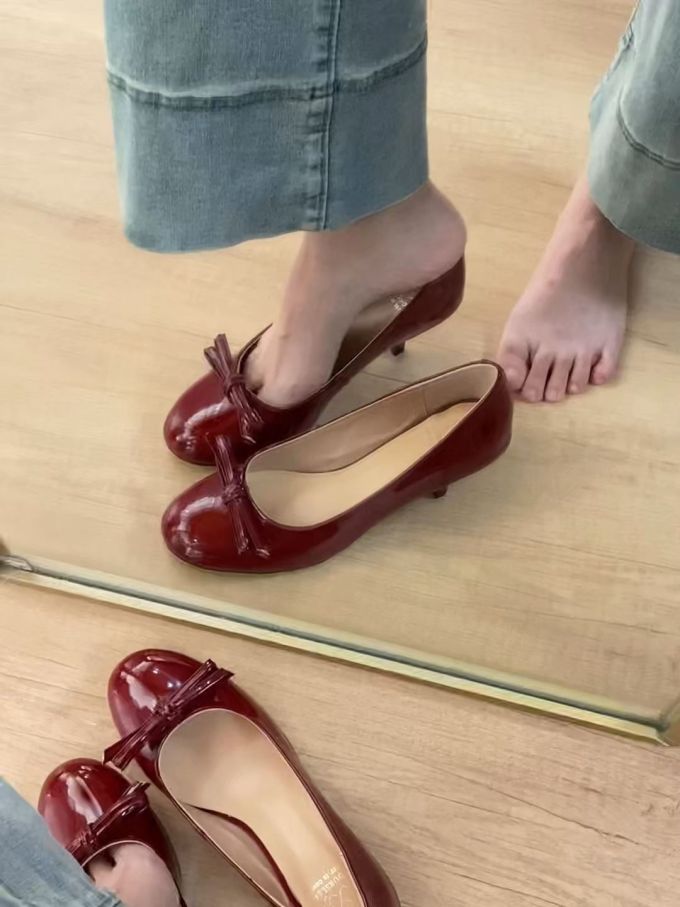 圆头 低帮 一脚蹬 浅口鞋 皮革 