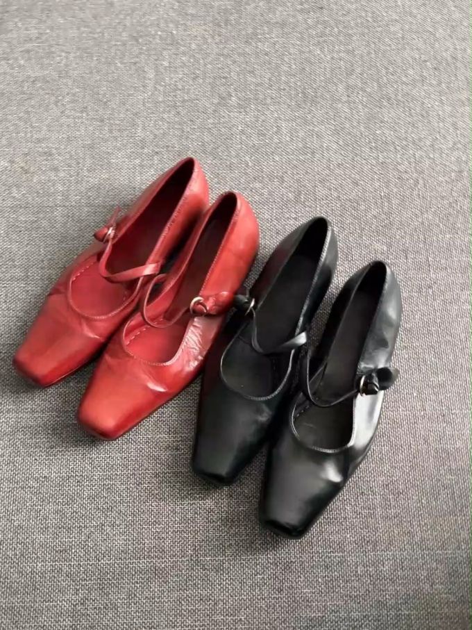 方头 袢扣 中口鞋 皮革 