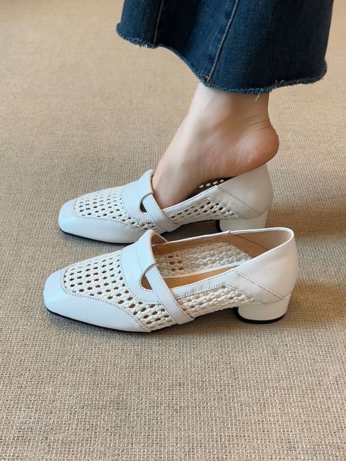 方头 中口鞋 皮革
