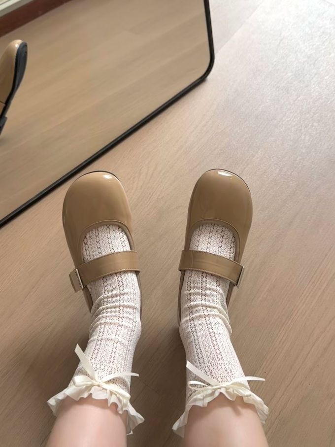 圆头 中口鞋 皮革 