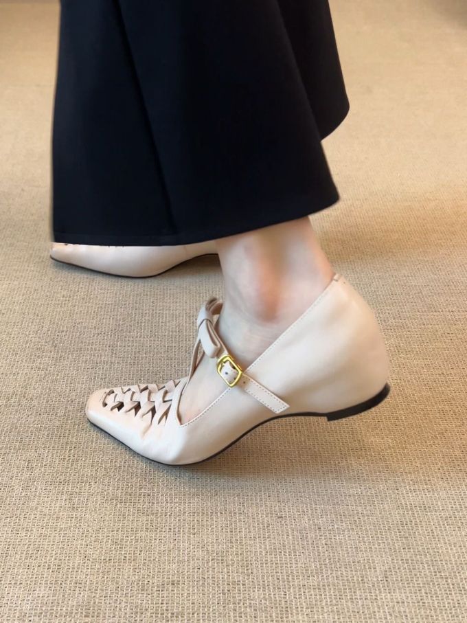 方头 中口鞋 皮革 