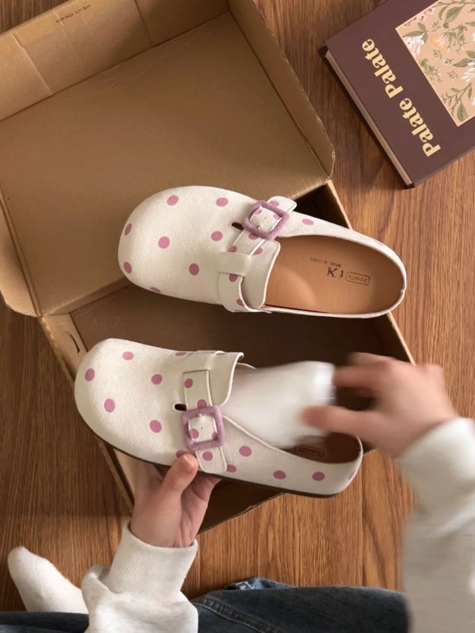 圆头 无帮 袢扣 中口鞋 皮革