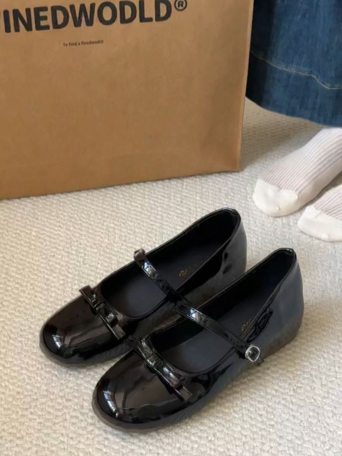 圆头 袢扣 中口鞋 皮革 