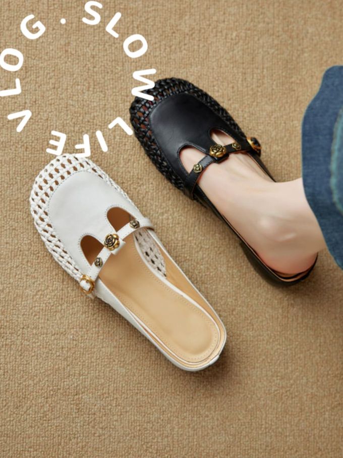 圆头 袢扣 中口鞋 皮革 