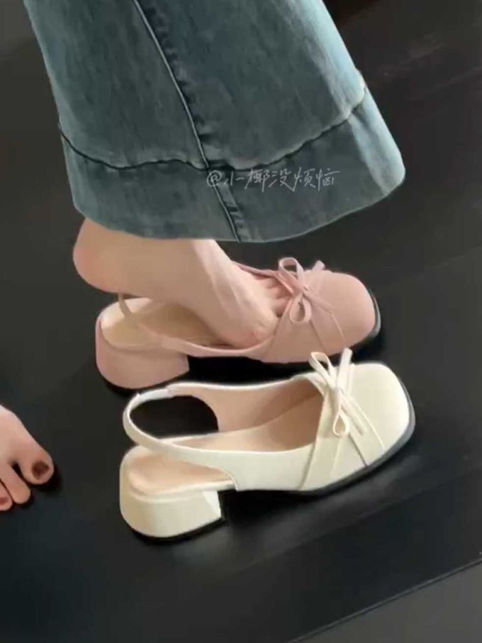 低跟 粗跟 无帮 皮革 