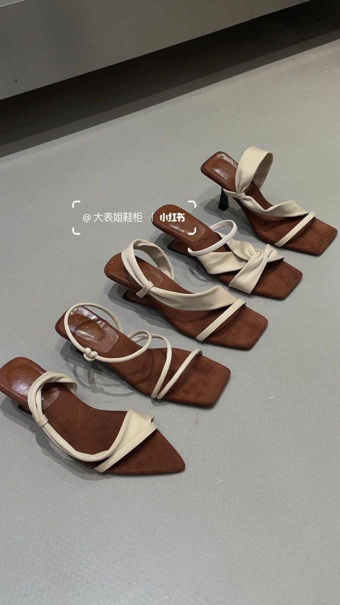 粗跟 无帮 皮革