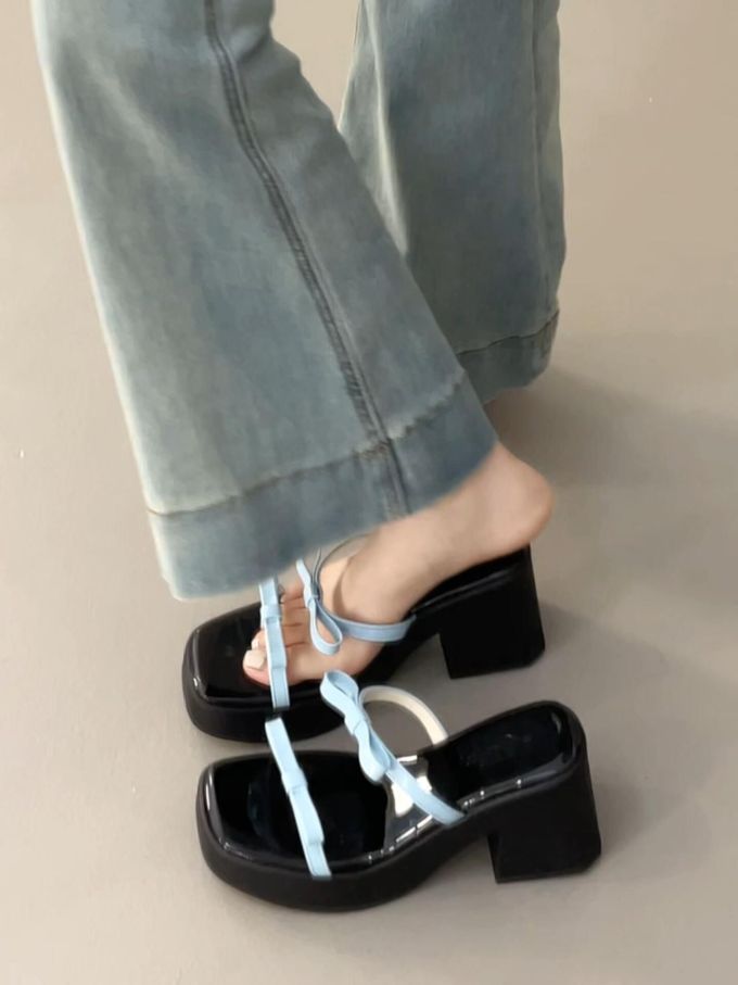高跟 粗跟 无帮 皮革 