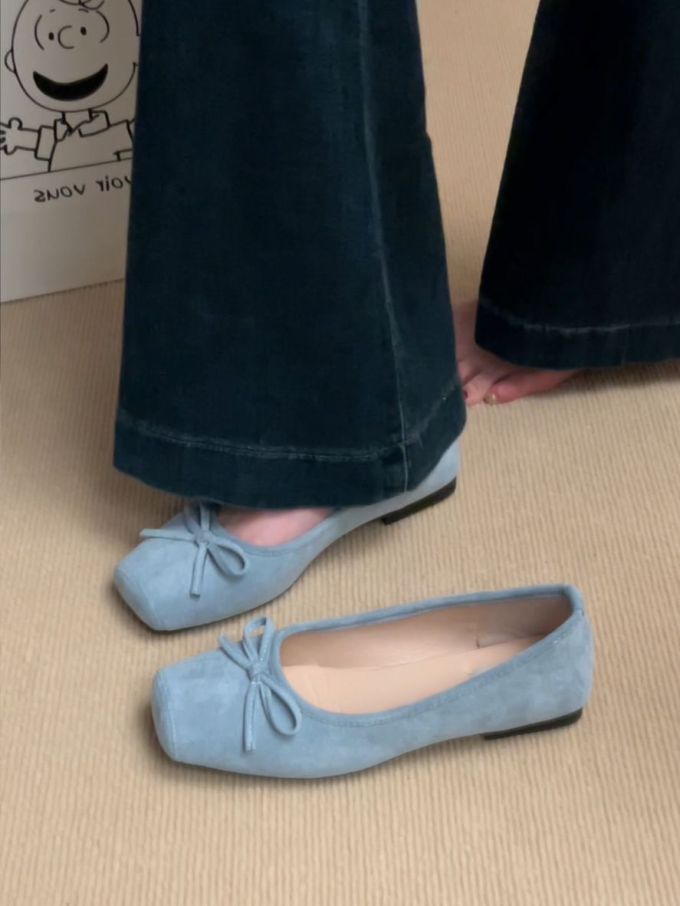 方头 一脚蹬 浅口鞋 皮革 