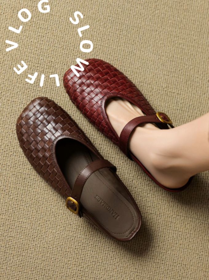 圆头 袢扣 中口鞋 皮革 