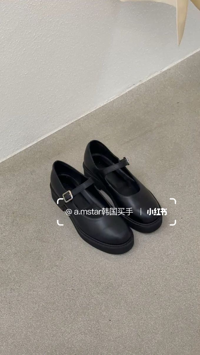 圆头 袢扣 中口鞋 皮革 