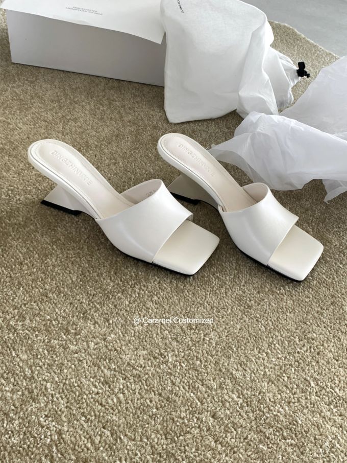 中跟 粗跟 无帮 皮革 